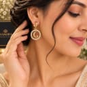 Namora Gold-Plated Celestial Sun, Moon, and Star Crystal Hoop Earrings — view 2