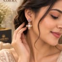 Namora Rose Gold Plated Pearl and Crystal Drop Earrings — view 2