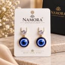Namora Gold-Plated Evil Eye Drop Earrings with Crystals — view 1