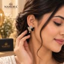 Namora Gold Plated Black & White Butterfly Stud Earrings — view 2