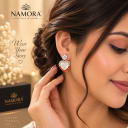 Namora Gold-Plated Heart Stone Drop Earrings — view 2