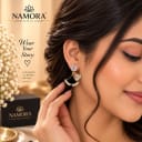 Namora Gold-Plated Black Enamel and Cubic Zirconia Drop Earrings — view 2