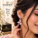 Namora Elegant Pink Butterfly Crystal Drop Earrings — view 2