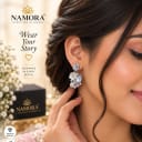 Namora Elegant Floral Drop Earrings with Crystals and Pearls — view 3