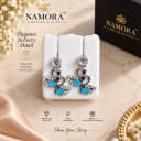 Namora Elegant Swan Designer Silver-Plated Drop Earrings with Turquoise and Crystals — view 1