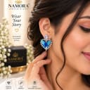Namora Blue Butterfly Heart Rhinestone Drop Earrings — view 2