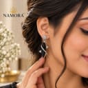 Namora Elegant Silver-Plated Black Stone Drop Earrings — view 2