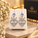 Radiant Crown Heart American Diamond Silver Plated Earrings — view 1