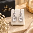 Namora Elegant Silver-Plated Cubic Zirconia Dangle Earrings — view 1