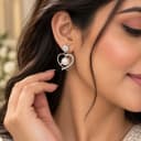 Namora Silver-Plated Sparkling Heart and Pearl Drop Earrings — view 2