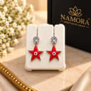 Namora Silver-Plated Red Star Evil Eye Drop Earrings — view 1