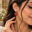 Namora Silver-Plated Red Star Evil Eye Drop Earrings — view 2