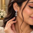 Namora Elegant Silver Plated Zircon and Pearl Drop Earrings — view 2