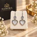 Namora Silver Plated White Heart Stone Dangle Earrings — view 1