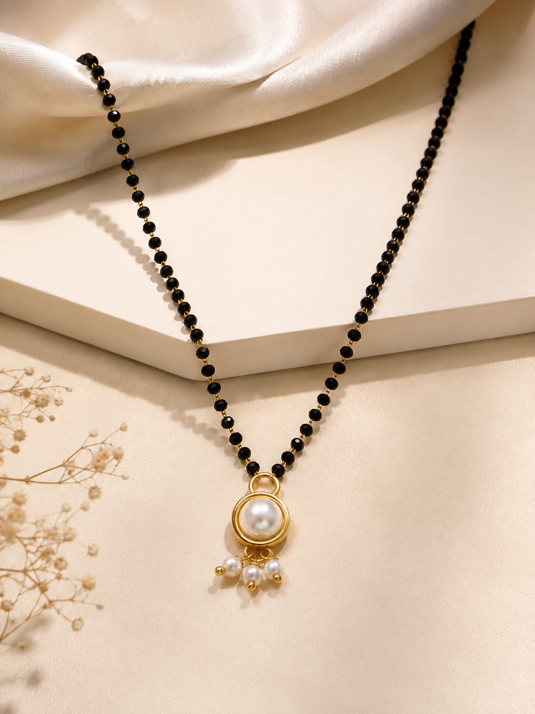 Elegant Gold Plated Mangalsutra with Pearl Pendant
