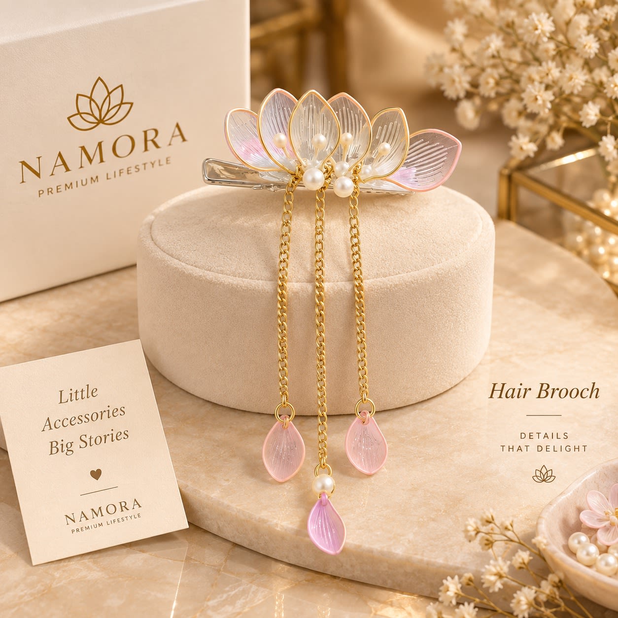 Namora Elegant Lotus Petal Dangle Hair Clip