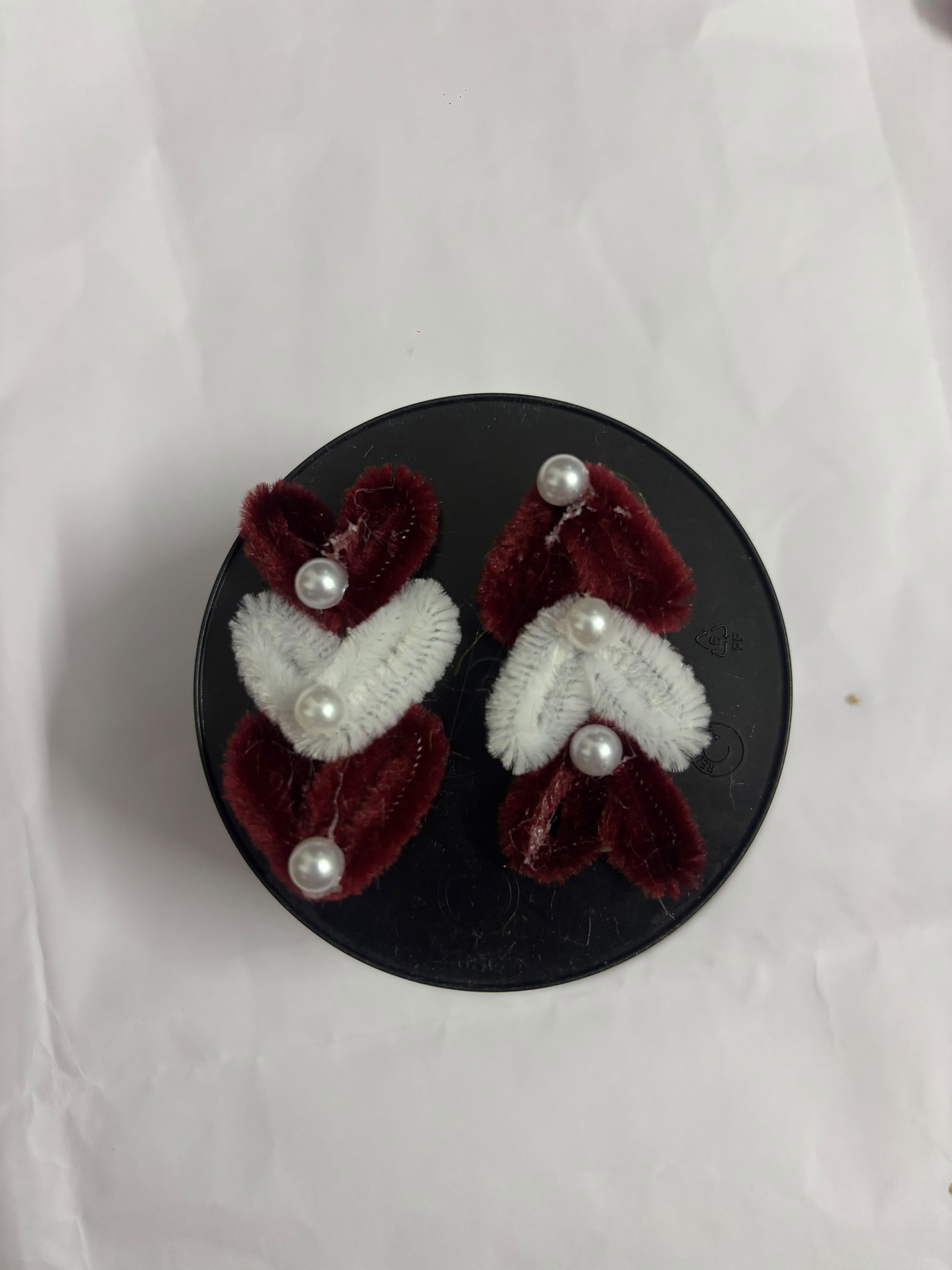 Handmade Velvet Heart and Pearl Hair Clips