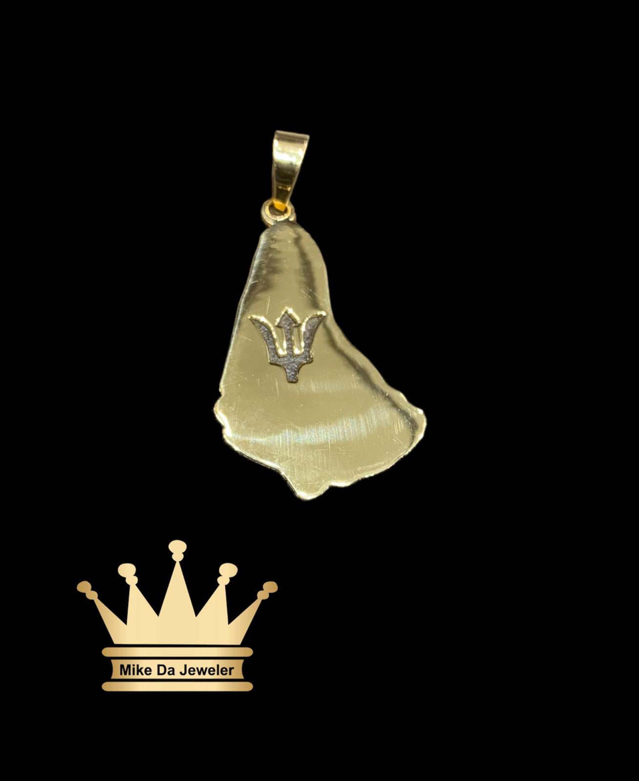 18k Handmade Customized Barbados Map Pendant