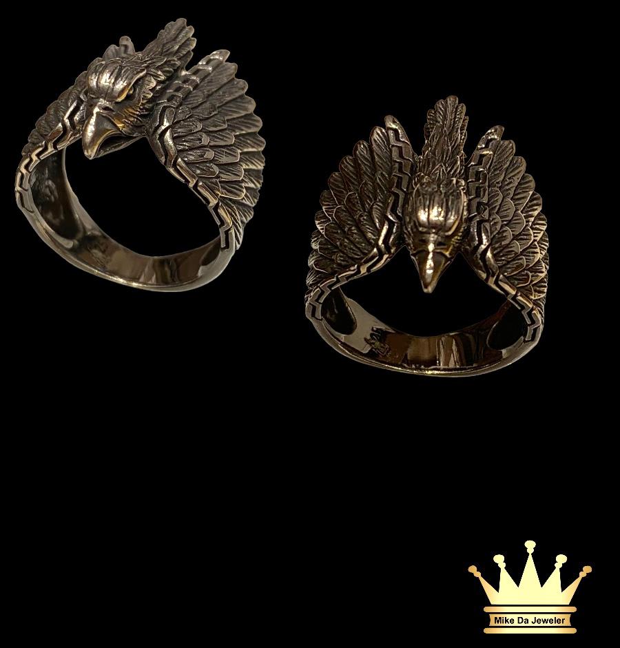 925 Sterling Silver Solid Skyhawk Eagle Ring