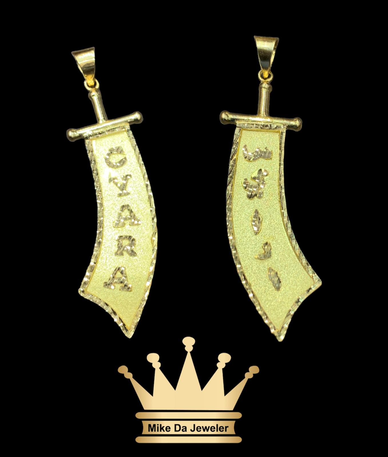 18K Solid Handmade Customized Swords Pendant