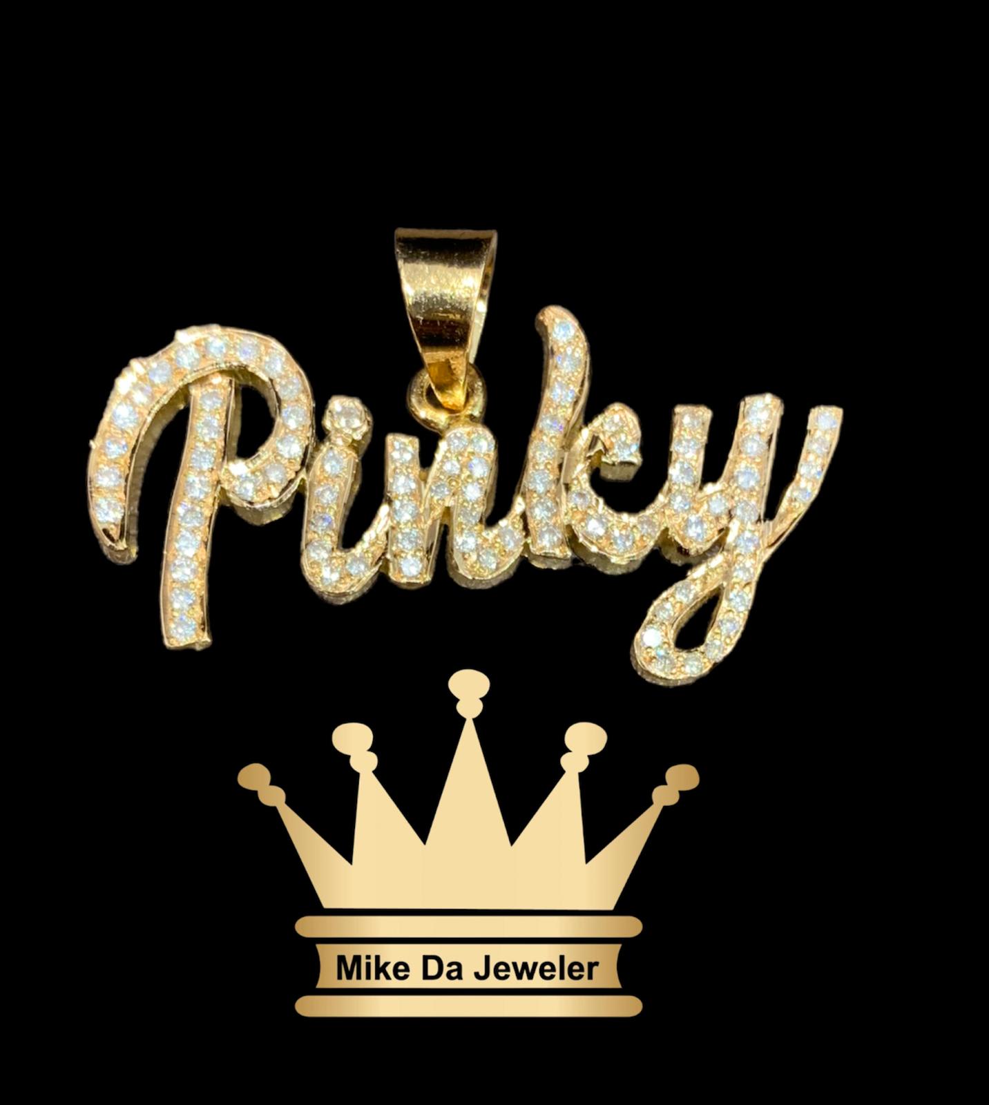 18k Handmade Customized Iced Cutout Name Pendant