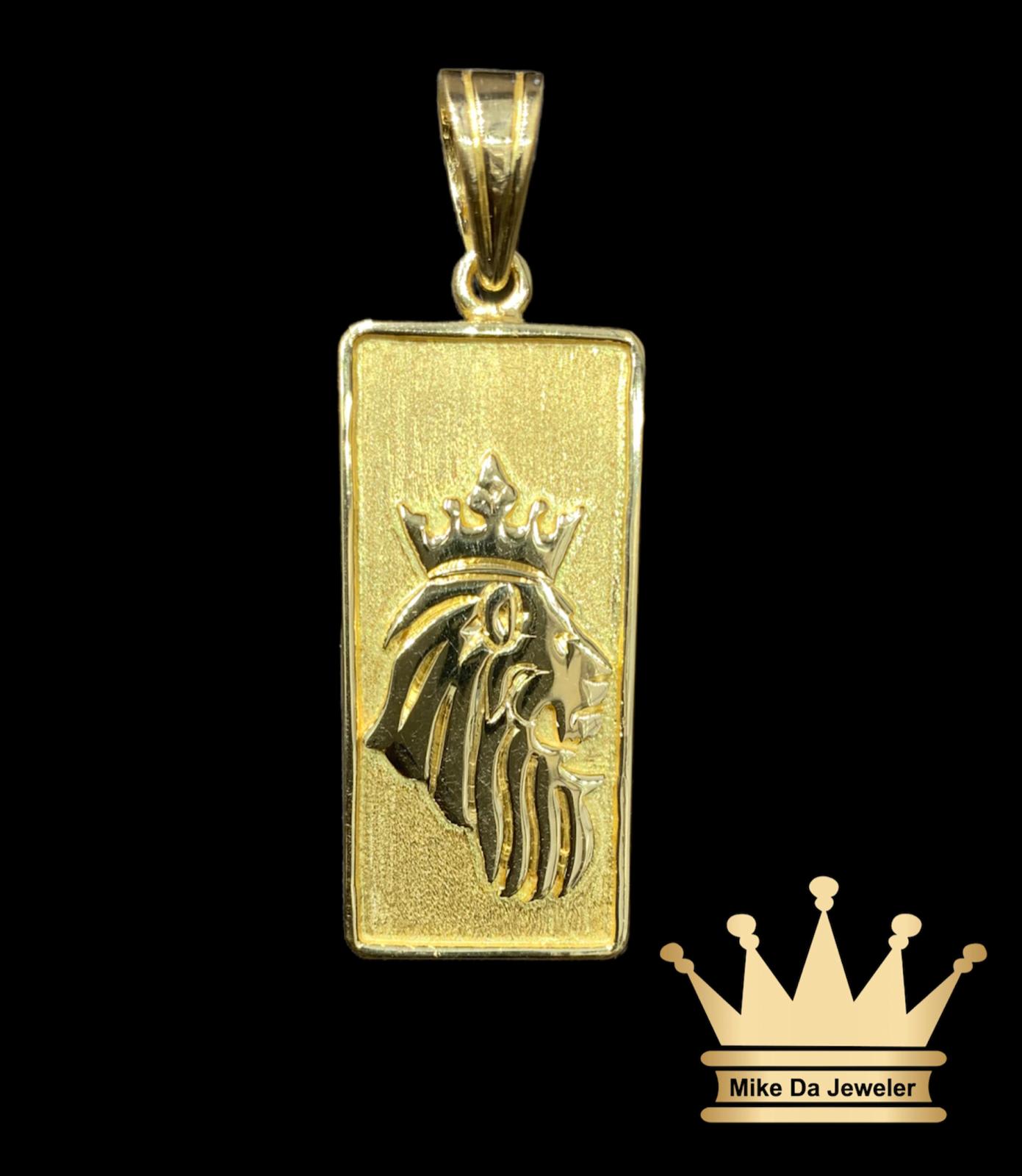 18k Solid Handmade Lion Face Pendant