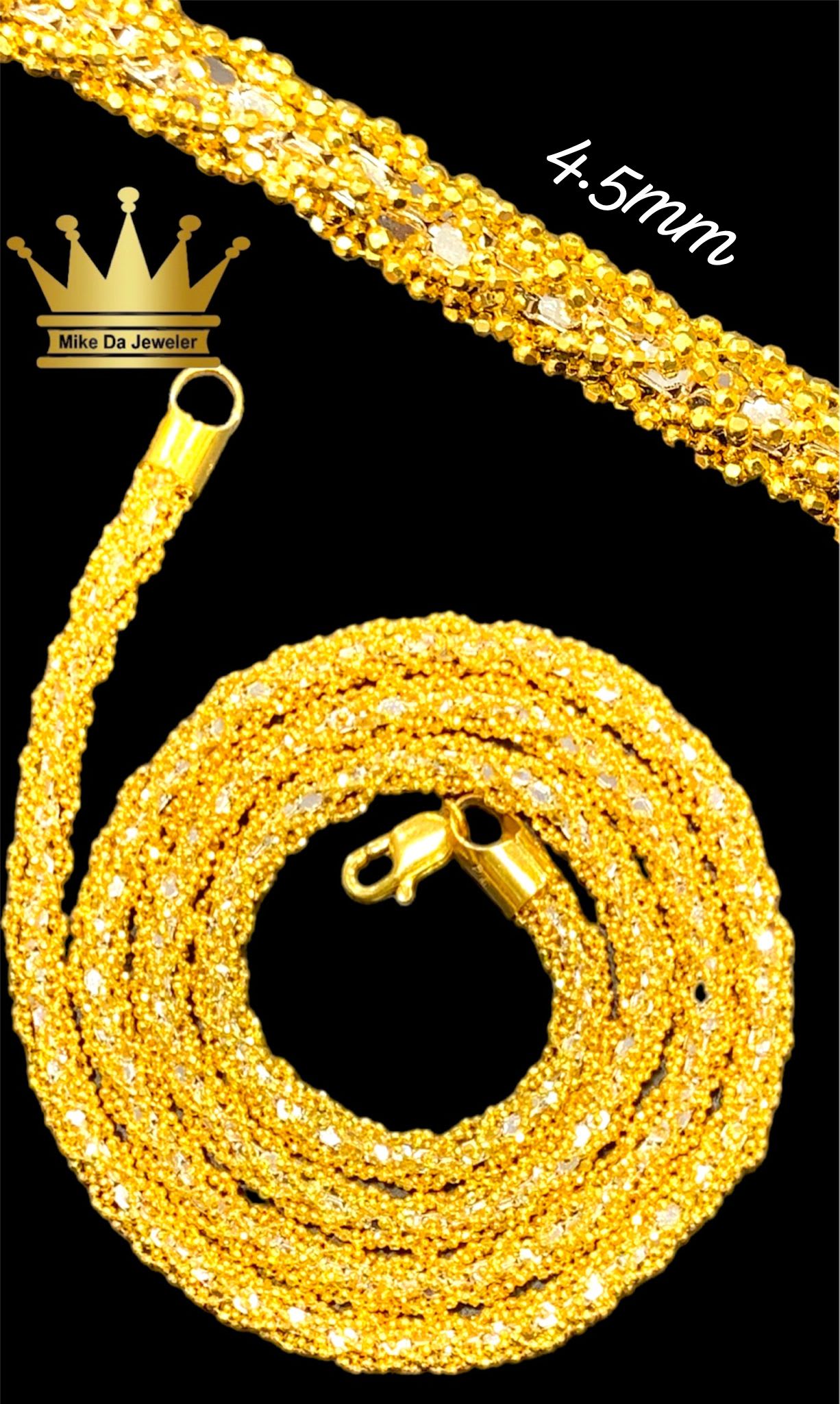 22K Gold Two-Tone Popcorn Chain 24 Inch