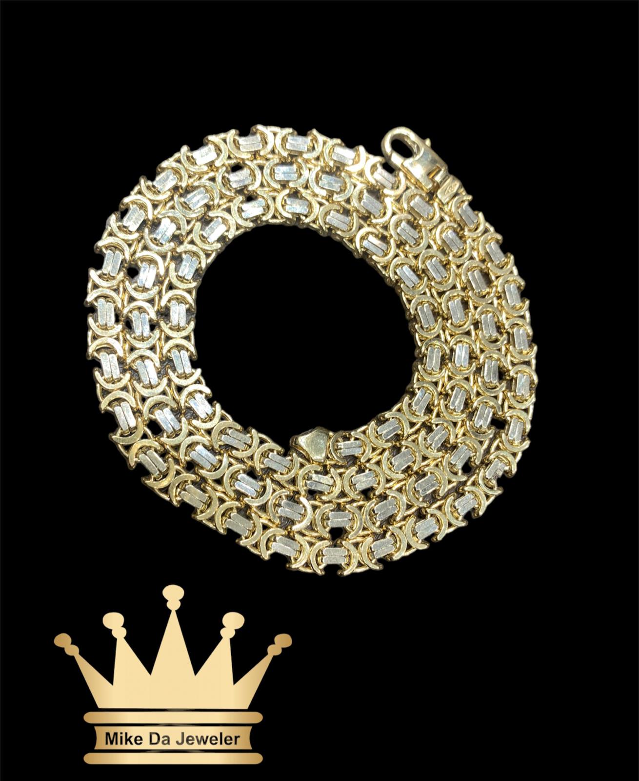 18k Handmade Solid Two-Tone Kings Link Chain