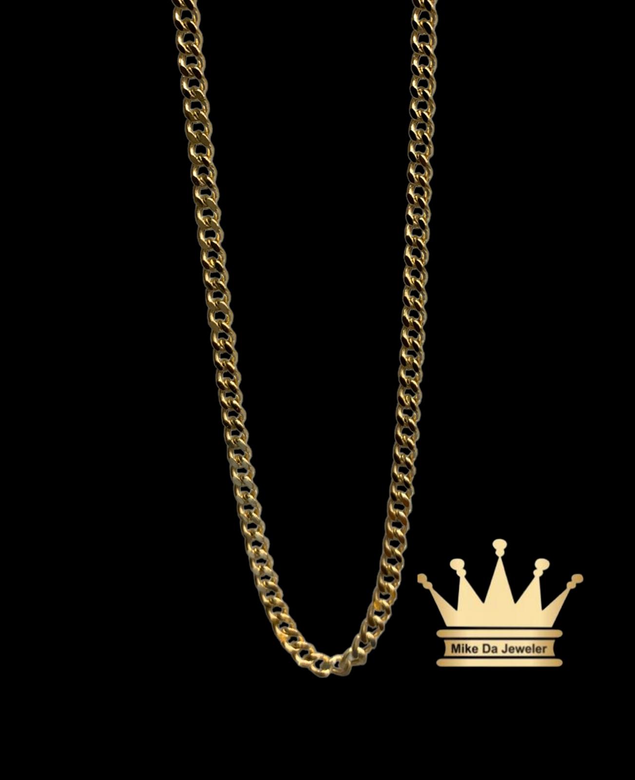 18 k Cuban link chain weight 3.86 gram 1.5mm 18inches available stock 1,2,3 4,5,6,7,8,9,10,13mm length 18,20,22,24,28inches