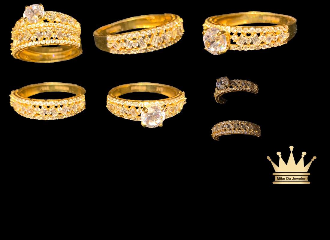 21 k yellow gold female ring set CZ stone size 8.75 weight 7.210