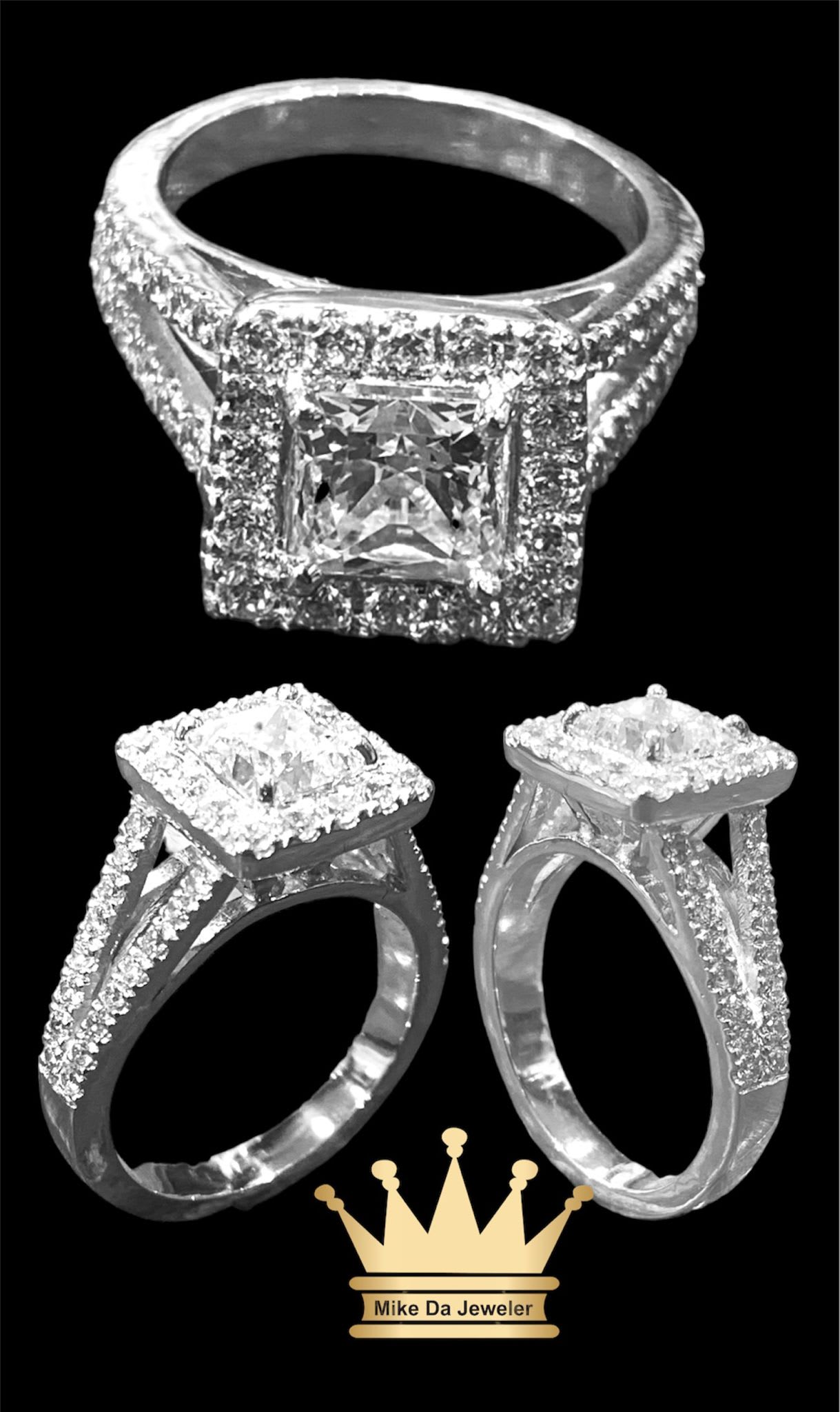 18k White Gold with Cubic Zirconia Custom Made Ring