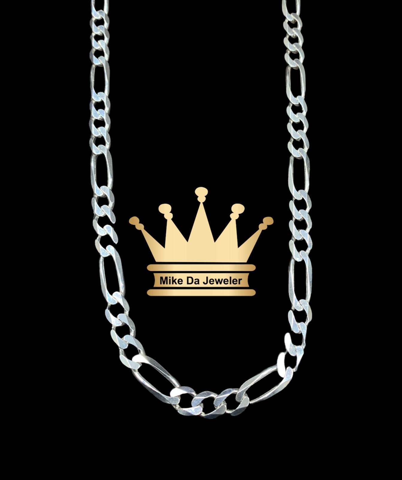 925 Sterling Silver Solid Handmade Figaro Chain