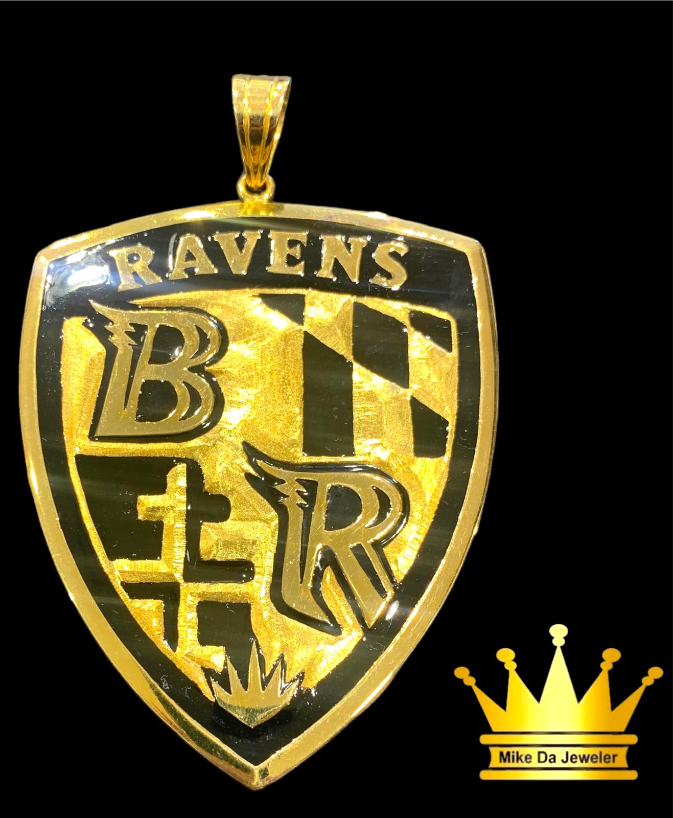 18K Handmade Raven's Shield Pendant