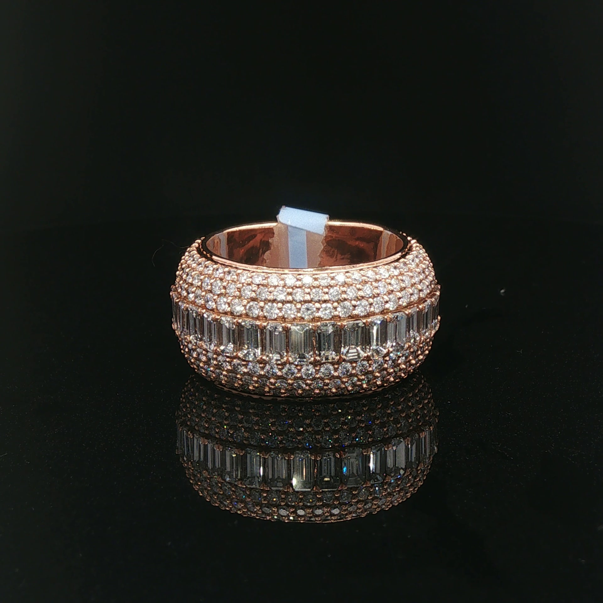 Rose Gold Diamond Eternity Ring with Baguette Center