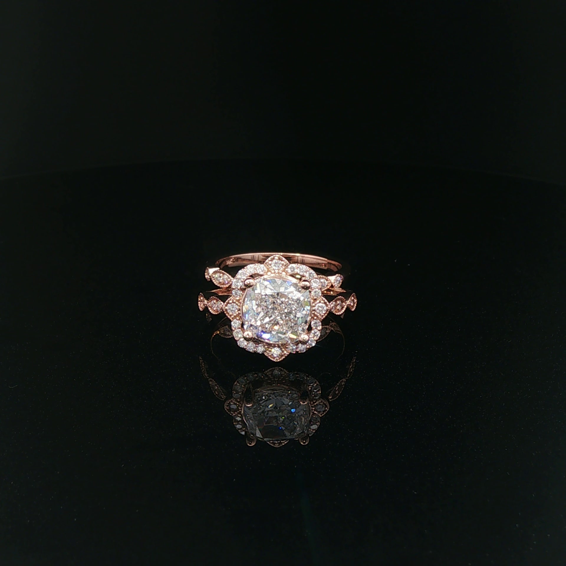 Rose Gold Diamond Halo Engagement Ring