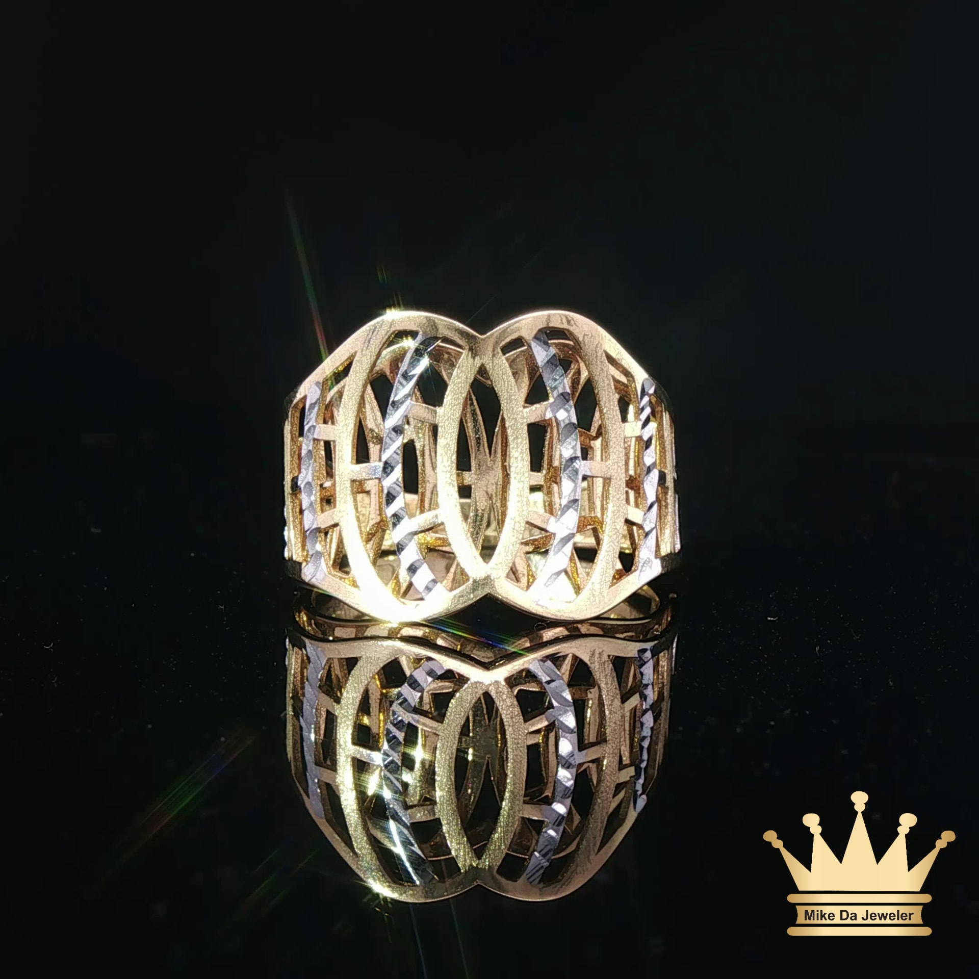 18k gold white and yellow gold fashion ring