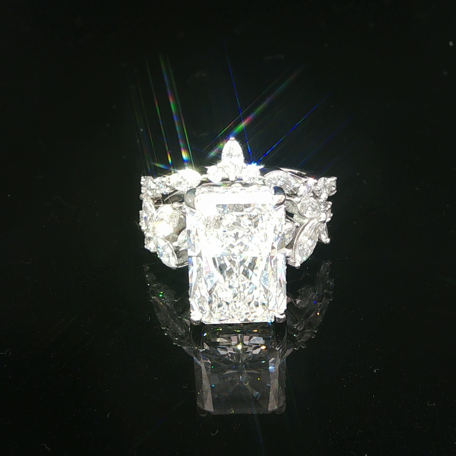 14k White Gold Diamond Solitaire Ring with Ornate Band video preview