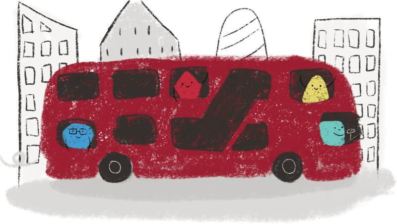 An illustration of a modern London Routemaster bus