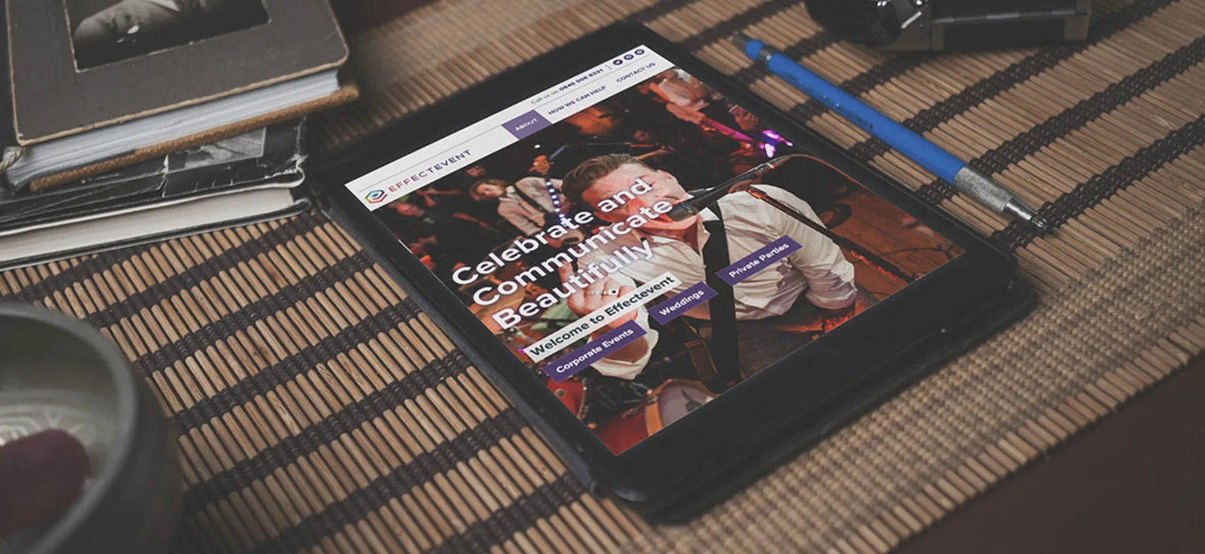 Effectevent website on a tablet screen