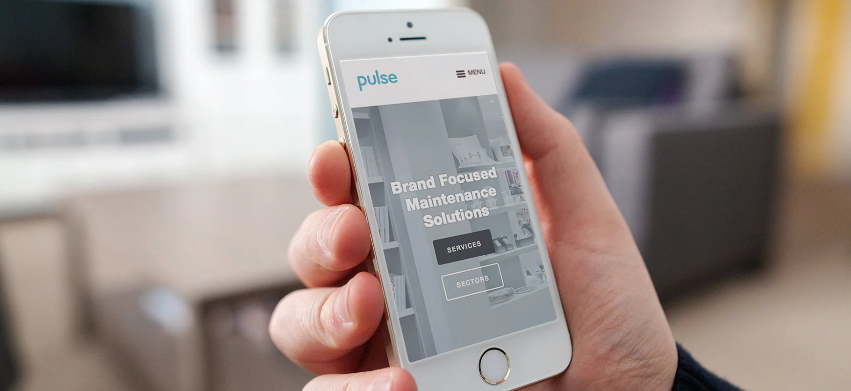 Pulse Management website on a phone screen