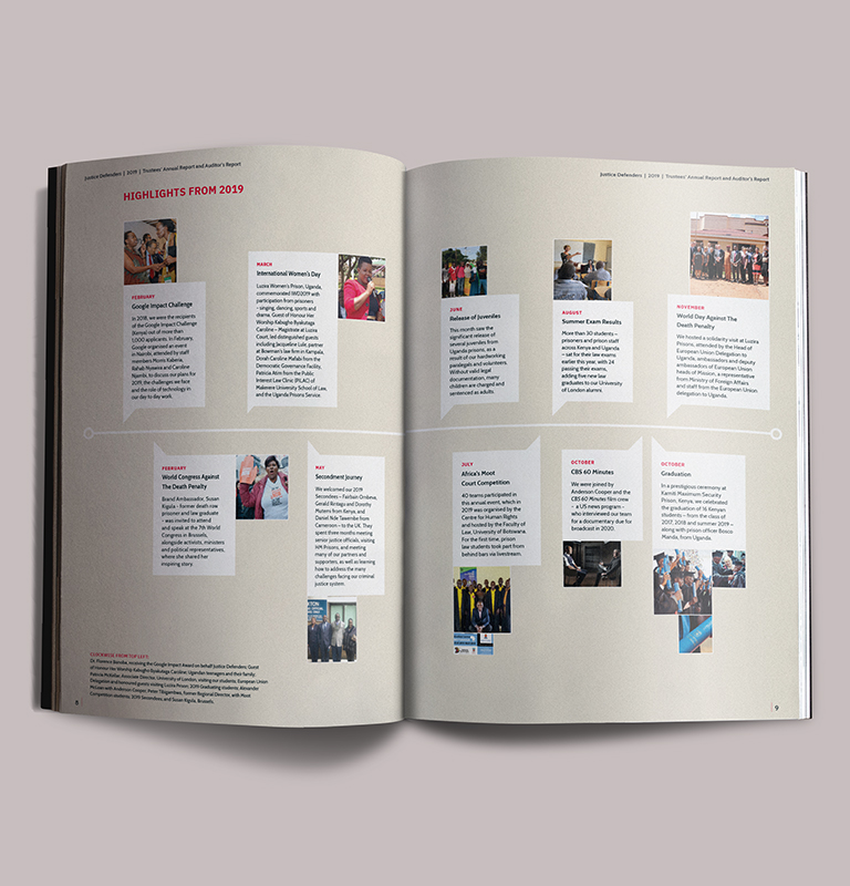 Fundrasing keepsake booklet inside spread.