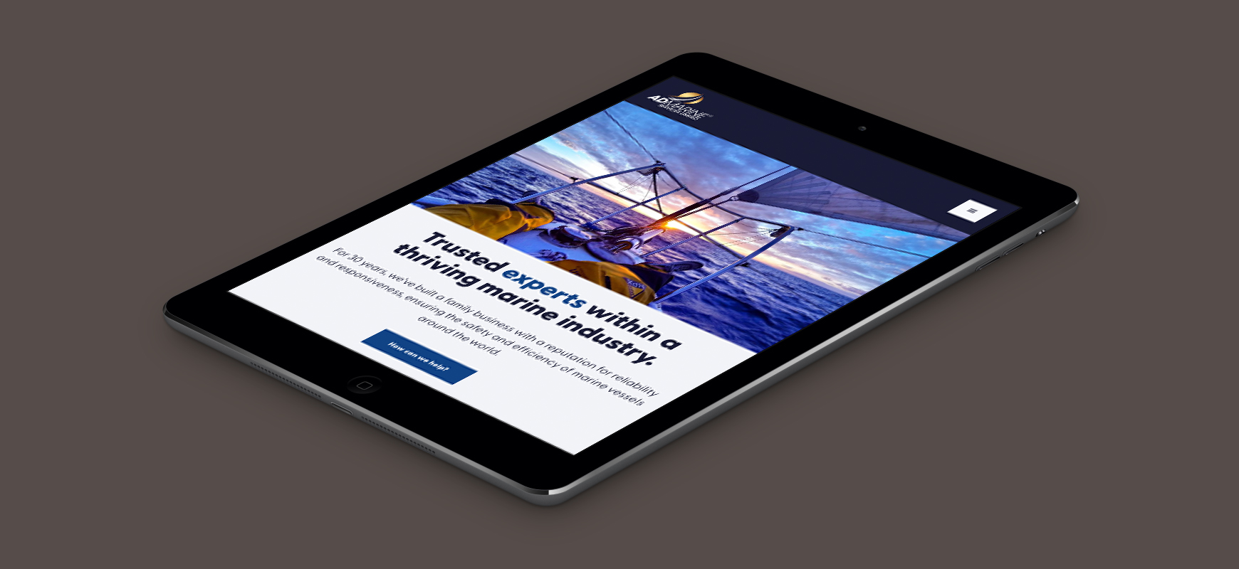 The AD Marine website on an iPad