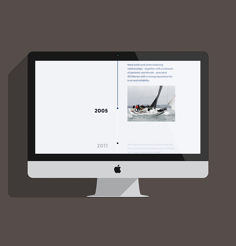 A screengrab of a timeline we created for the about us page.