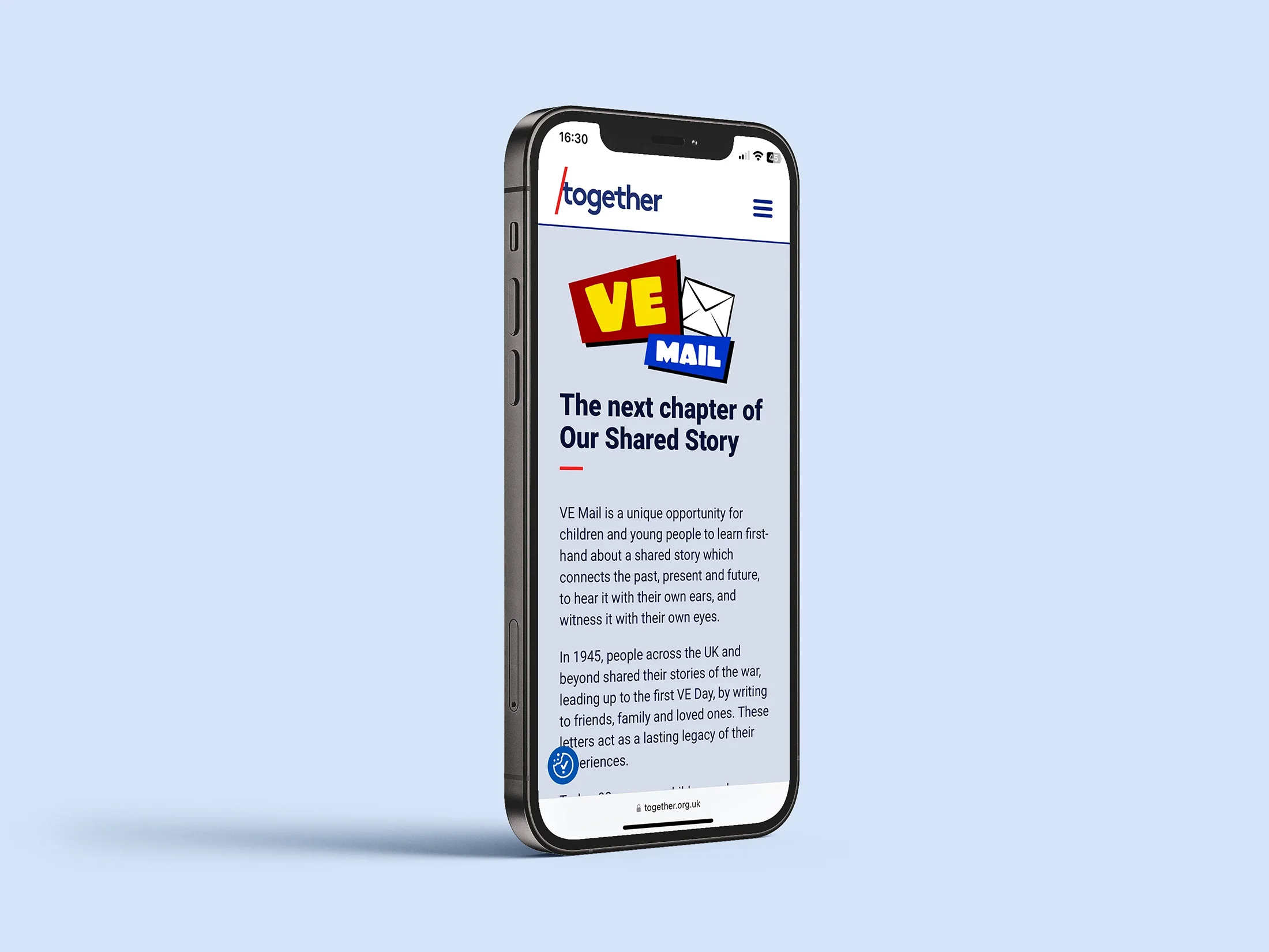A screenshot of the Together website on a mobile device.