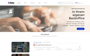 screenshot of sizzly backoffice app