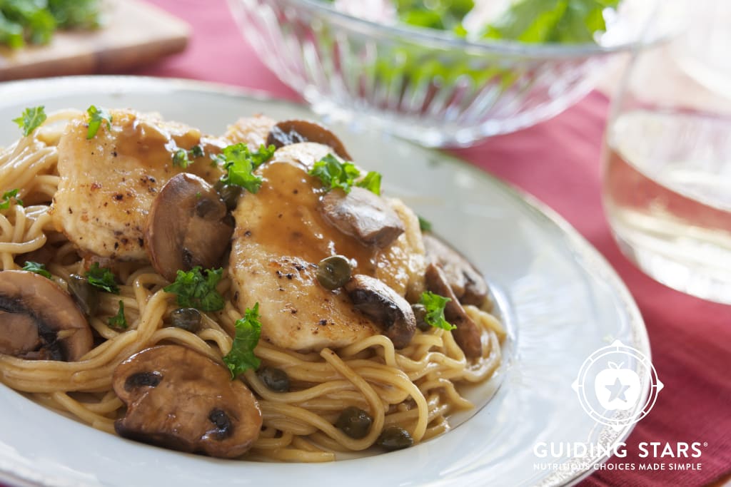 Chicken Piccata with Pasta and Mushrooms