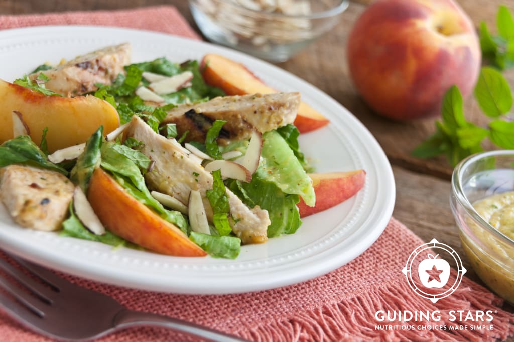 Romaine Salad with Chicken, Peaches & Mint