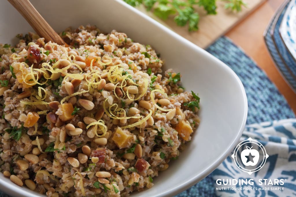 Red Lentil Salad with Dried Fruit & Toasted Pine Nuts