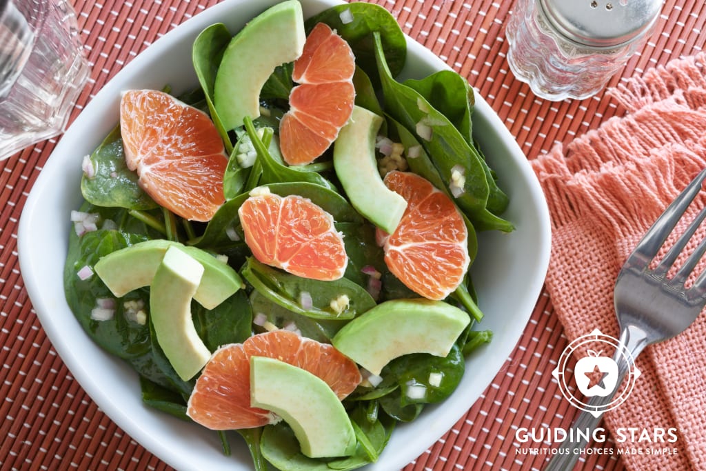 Asian Spinach Salad with Orange & Avocado.