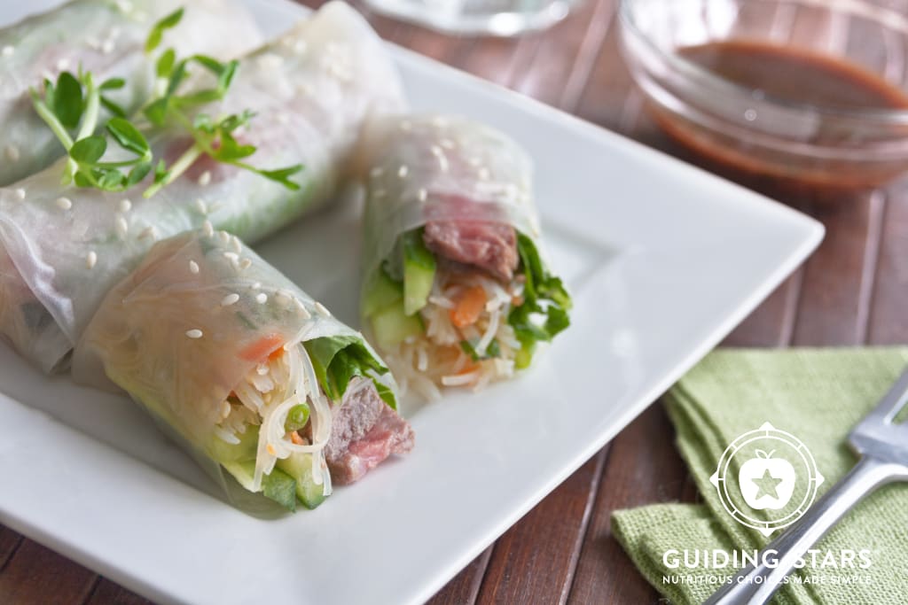 Fresh Spring Rolls with Sesame-Tamari Grilled Steak